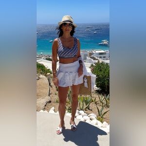 SER.O.YA white denim ruffle mini skirt Size SMALL